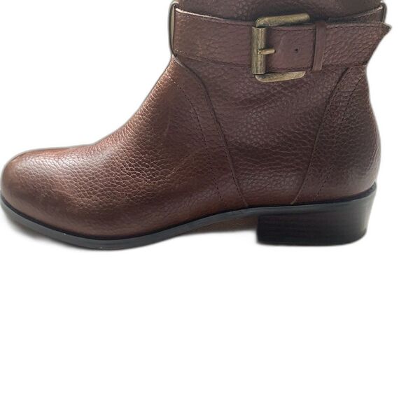 Lands' End Tall Boots Size Cognac Brown Pebbled Leather Riding Zip Size 7.5 Work - Picture 8 of 10